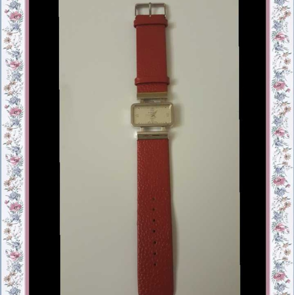 Finart Red with silver rectangle Wristwatch