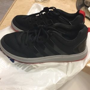Adidas black and red athletic shoes- like new