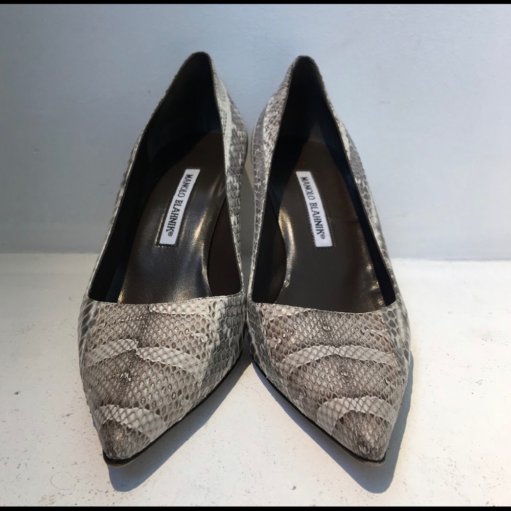 Manolo Blahnik BB Snakeskin 90mm Point-Toe Pump