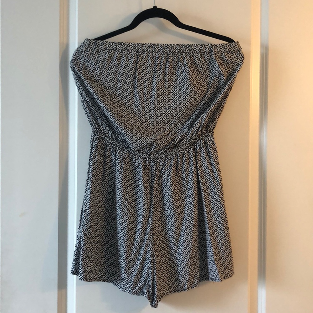 Patterned tube top romper