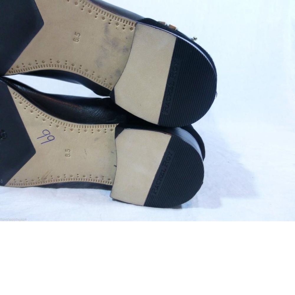 NEW Rachel Roy Delia Black Leather Riding Boots - Picture 6 of 8