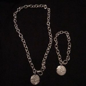 Silver matching choker and bracelet