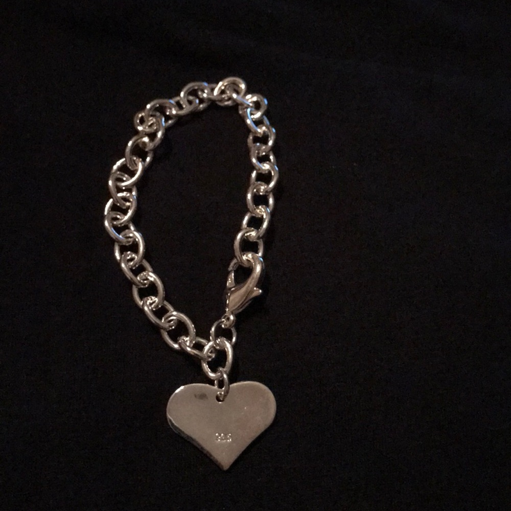 925 silver chain bracelet with heart charm - Picture 1 of 2
