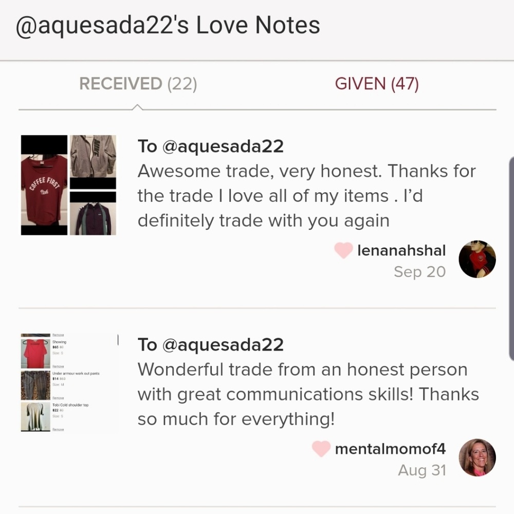 Trade feedback