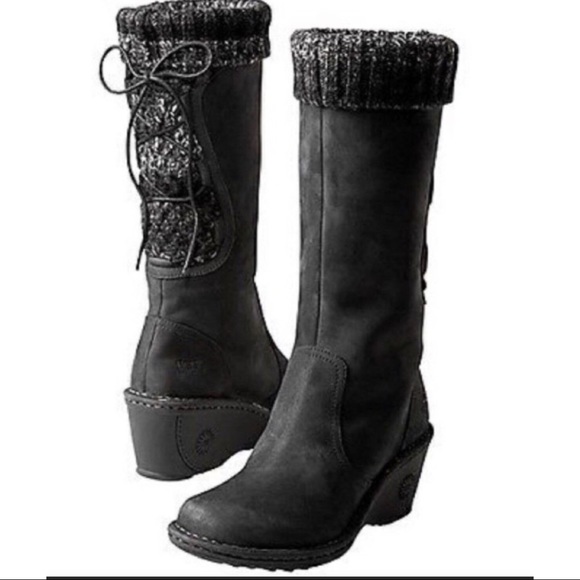 UGG Shoes - UGG Australia skylair black wedge leather boots 8