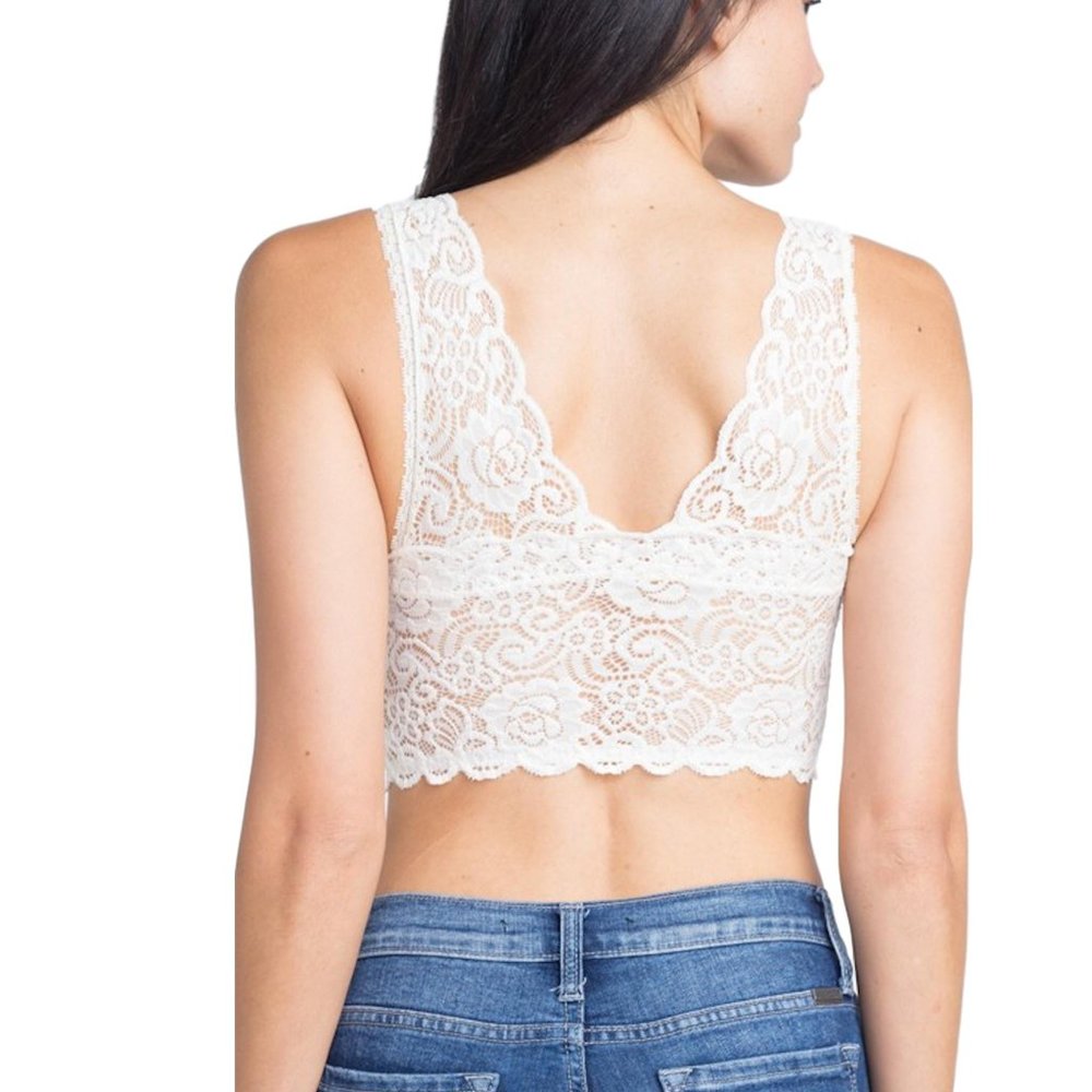 Anemone V-Back Bralette with Removable Pads WHITE - Picture 2 of 4