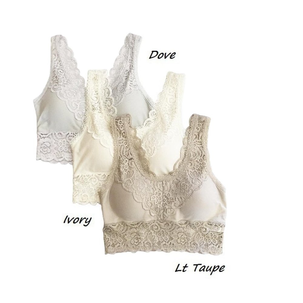 Anemone V-Back Bralette with Removable Pads WHITE - Picture 4 of 4