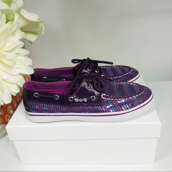 Sperry Other - Sperry Top-Sider Bahama Plum Sequins Deck Shoes