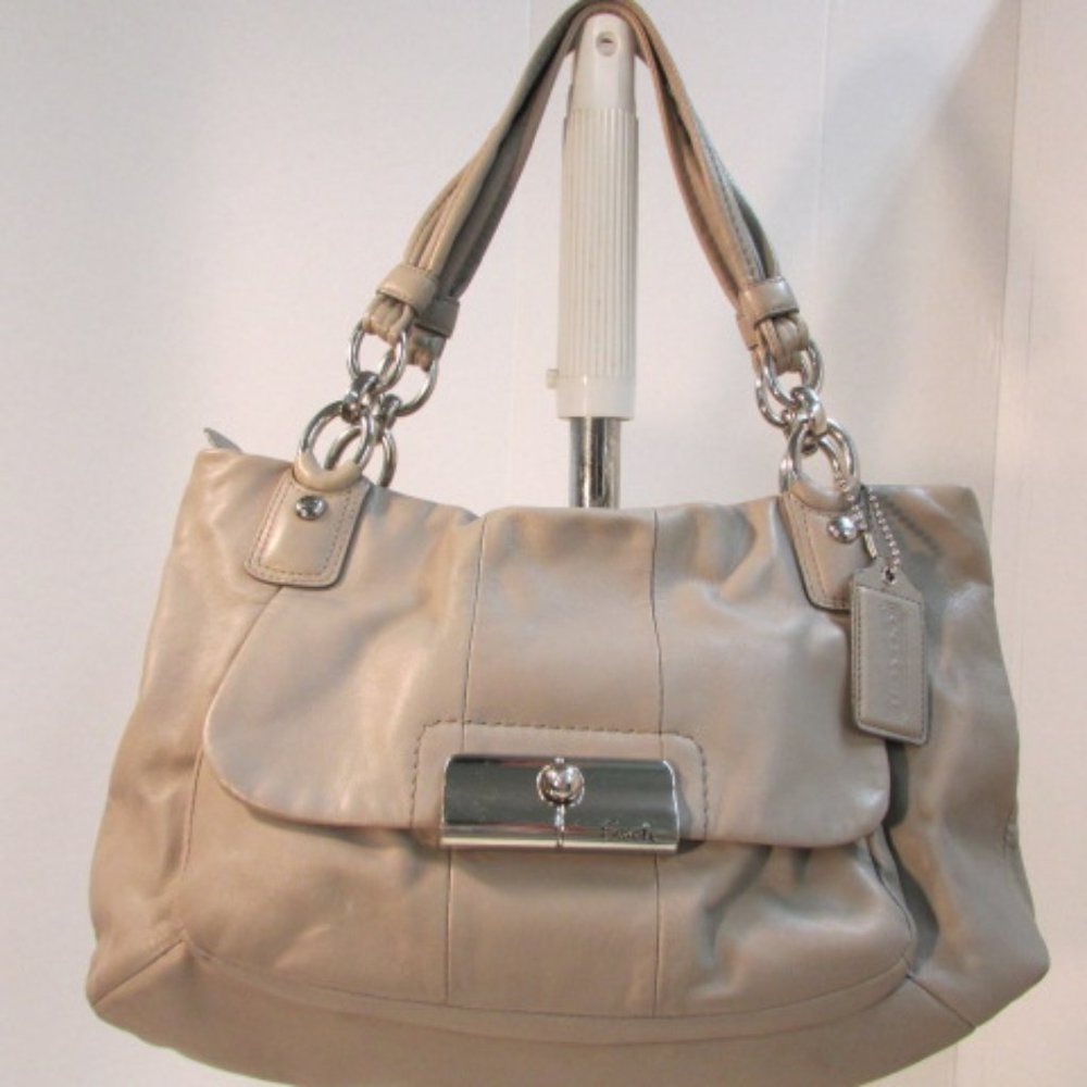 Coach Kristin Large Taupe Leather Satchel - Picture 2 of 14