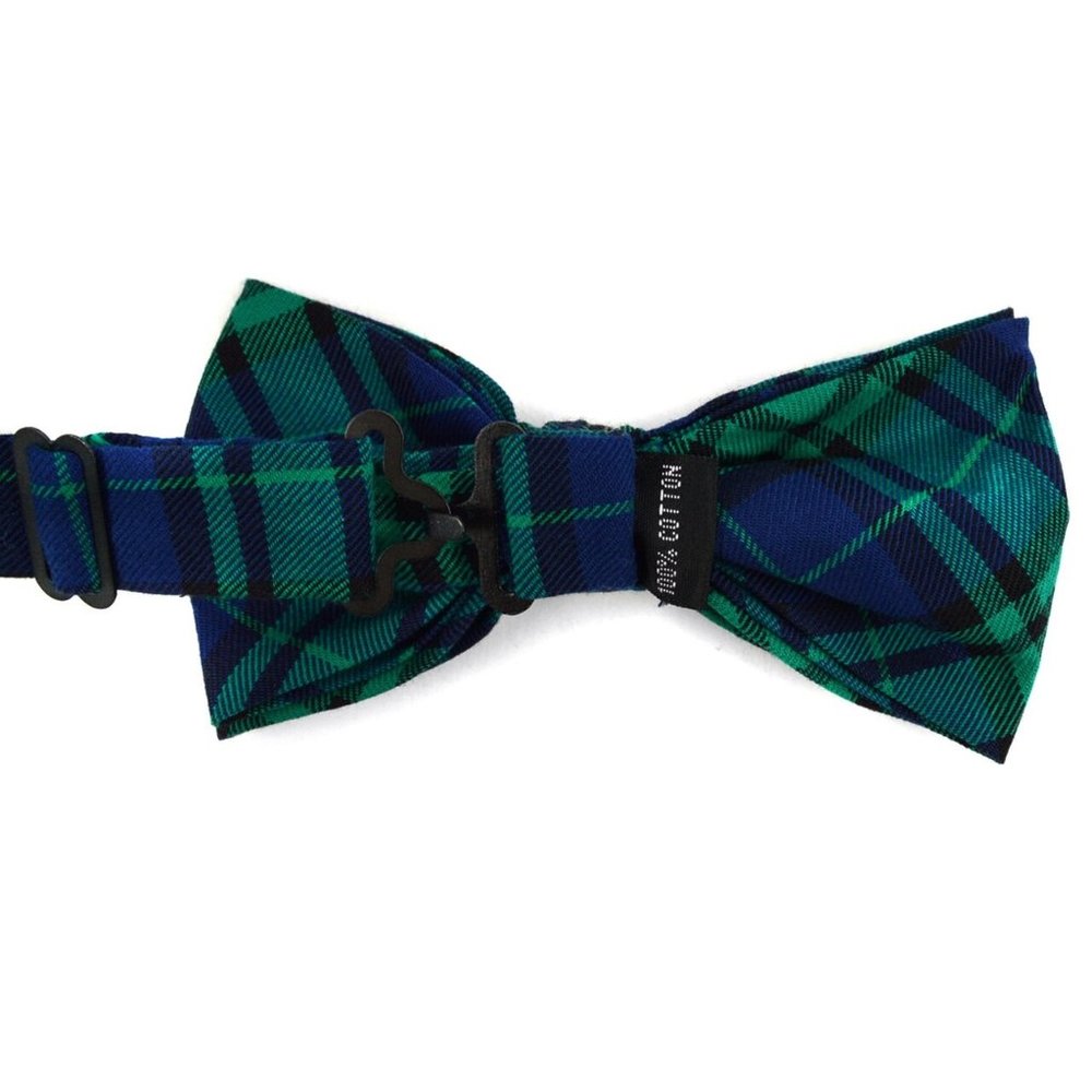 Men's Plaid Flannel Cotton Banded Bow Tie - Picture 3 of 5