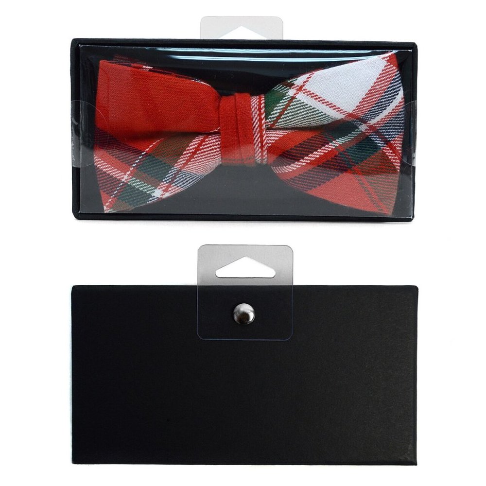 Men's Plaid Flannel Cotton Banded Bow Tie - Picture 4 of 5