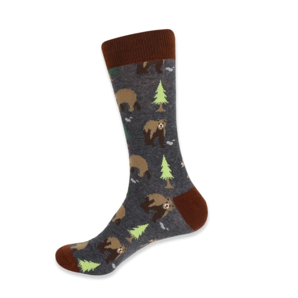 Men's Novelty Bear Socks - Gray