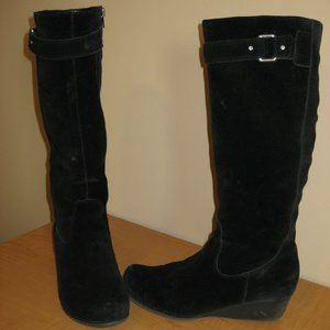 BLISS Black Suede Leather Wedge Boot 8M