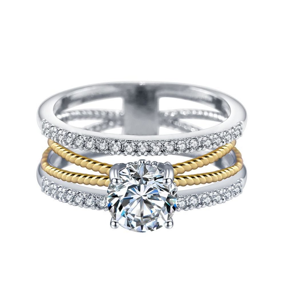 NEW Two Tone Round Diamond Silver Cross Ring - Picture 7 of 7