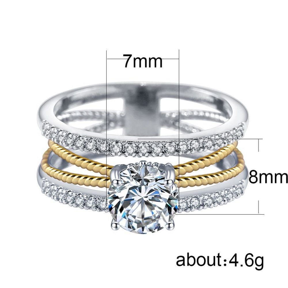 NEW Two Tone Round Diamond Silver Cross Ring - Picture 2 of 7