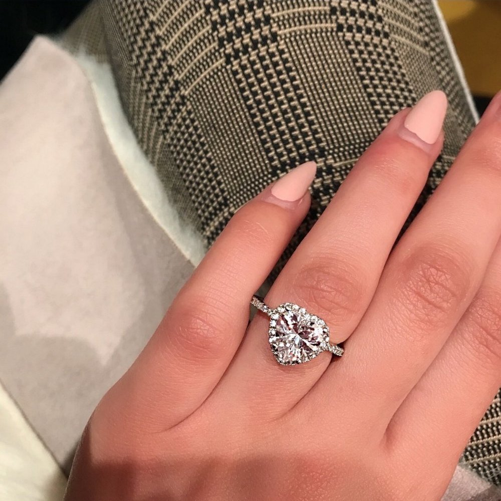 NEW 925 Silver Diamond Halo Heart Ring - Picture 2 of 5