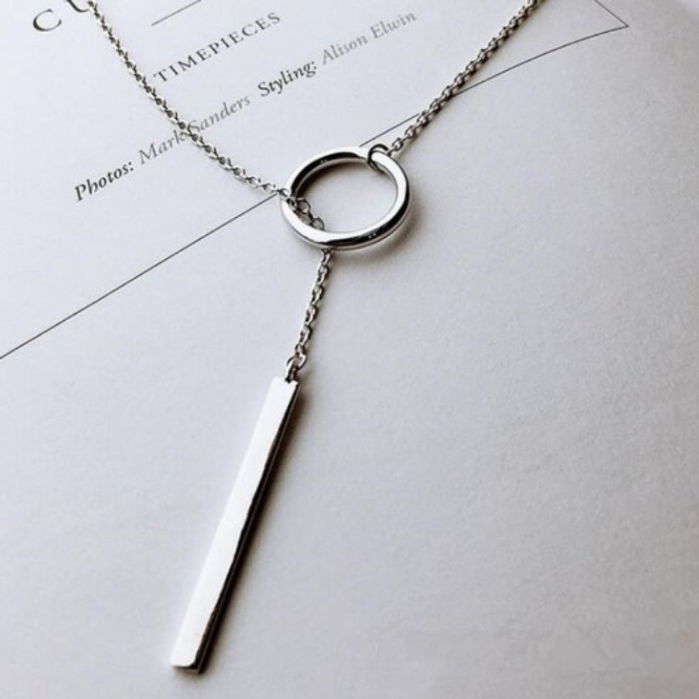 NEW 925 Sterling Silver Toggle Bar Circle Neclace