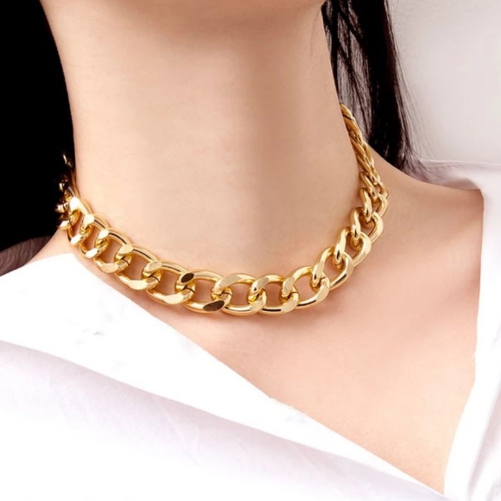 NEW Gold Unisex Cuban Link Chain Necklace 1 - Picture 3 of 14