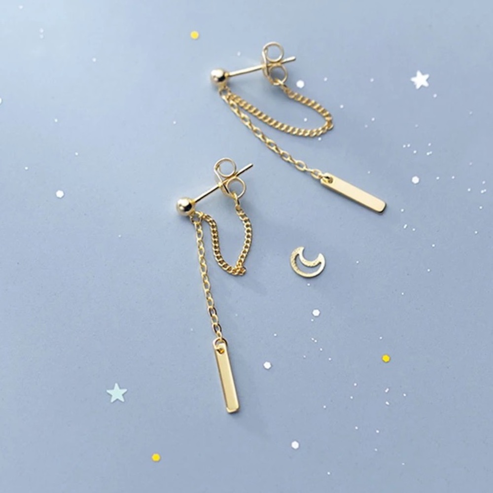 925 Sterling Silver Chain Stud Earrings