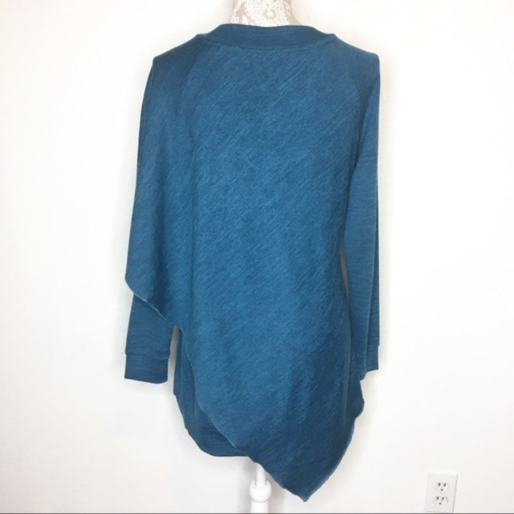 Soft Surroundings Shawl Wrap Sweater LS Teal 767 - Picture 3 of 8
