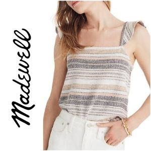 Madewell Texture & Thread Ruffle Strap Tank in Stripes