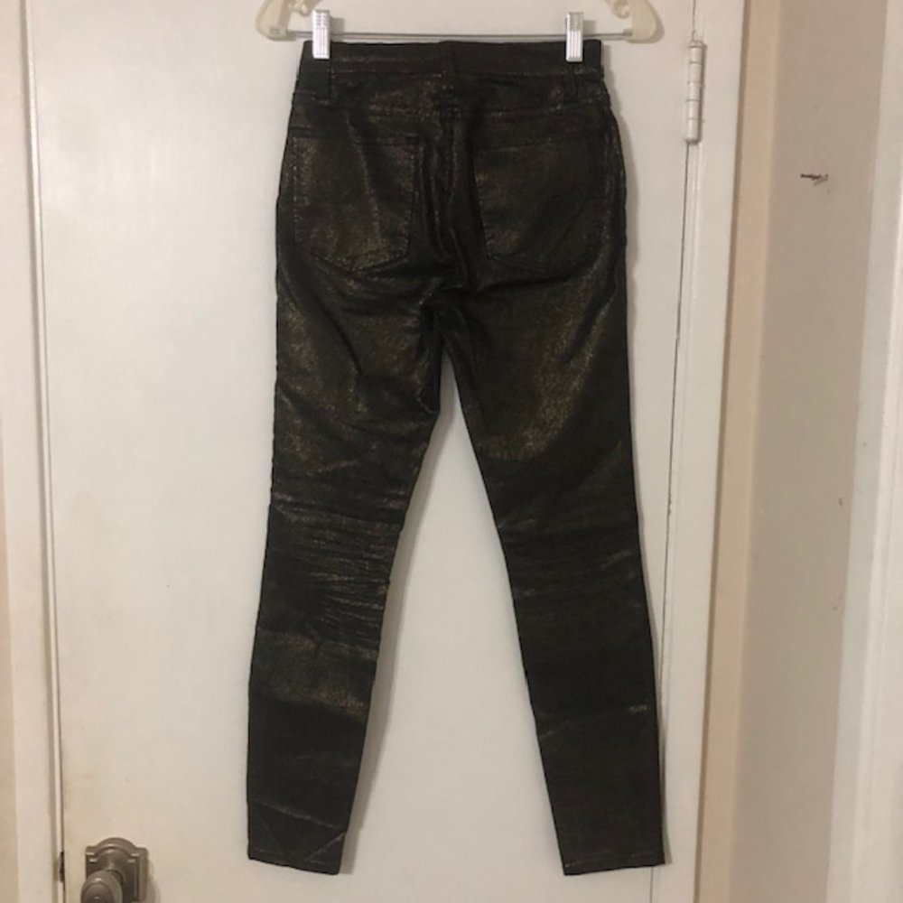 FRAME Denim Le High Skinny Metallic Old Gold 25 - Picture 3 of 4