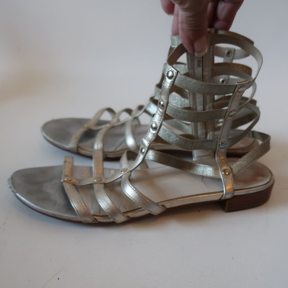 STUART WEITZMAN LIGHT GOLD LEATHER SANDAL SZ 8 * - Picture 3 of 6