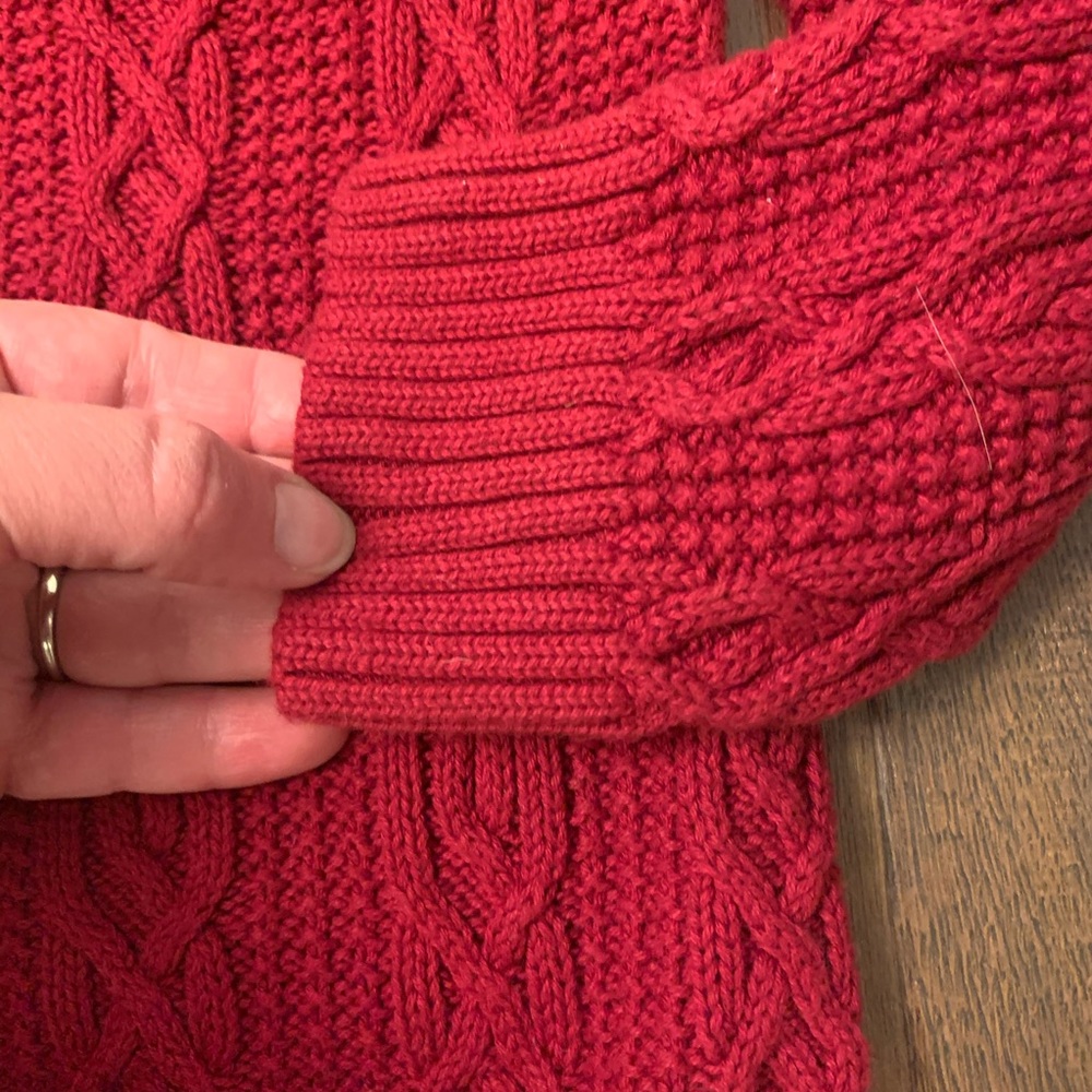 Cozy Cable Knit Jeanne Pierre Sweater Maroon XL - Picture 4 of 7