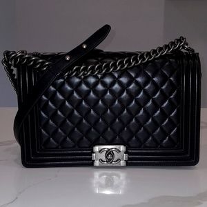Authentic Chanel Boy Bag Crossbody in Black
