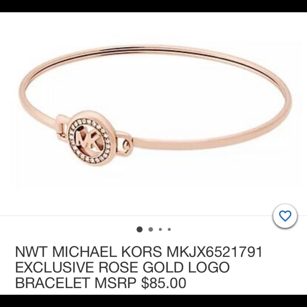 Michael Kors Polished Rose Gold-Tone MK Logo Bangle Bracelet
