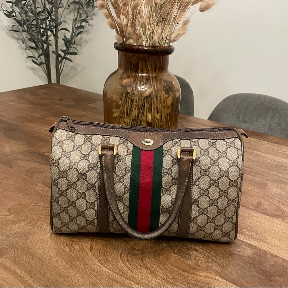 Authentic Vintage Gucci Web Supreme Boston Bag