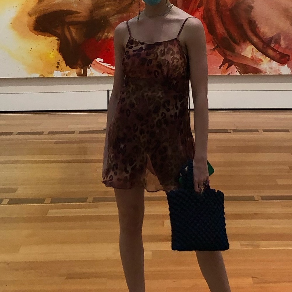 Gilligan O’Malley cheetah slip dress silk top and chiffon sheer bottom - Picture 3 of 6