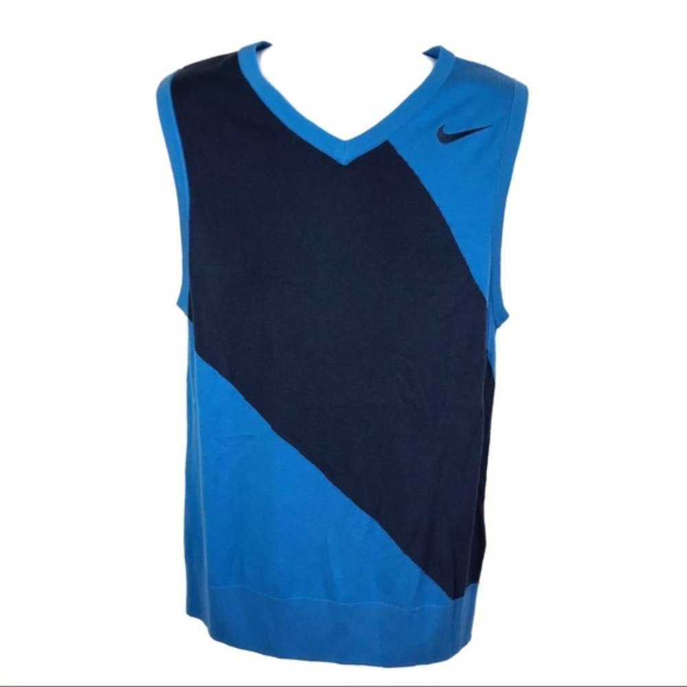 Nike Men’s Blue Knitted Vest Brand New Size L Wool Blend