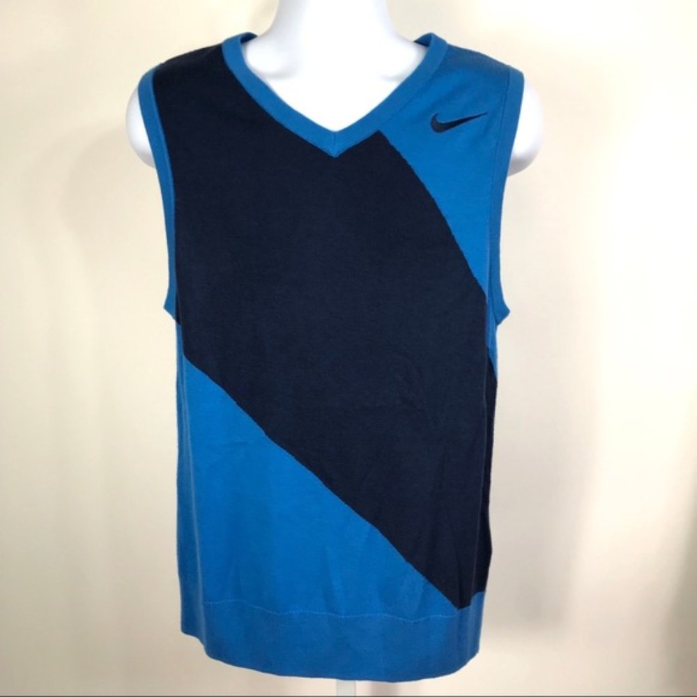 Nike Men’s Blue Knitted Vest Brand New Size L Wool Blend - Picture 7 of 8