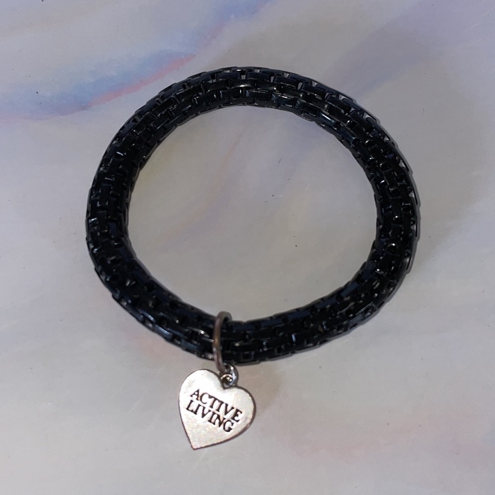 Lorna Jane active living black metal stretchy bracelet