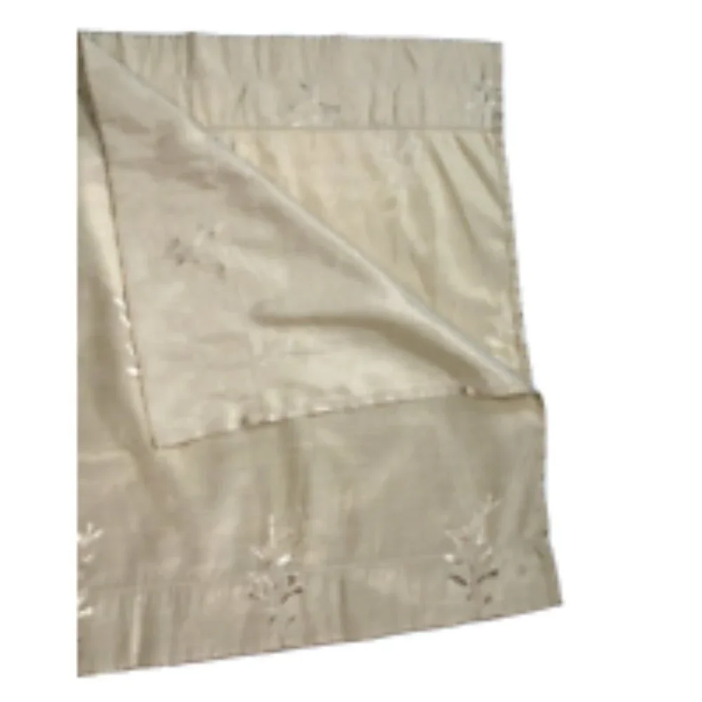 1 Gorgeous Golden Silk Valance Tan Satin Embroidered Bamboo Tree Short Curtain - Picture 5 of 5