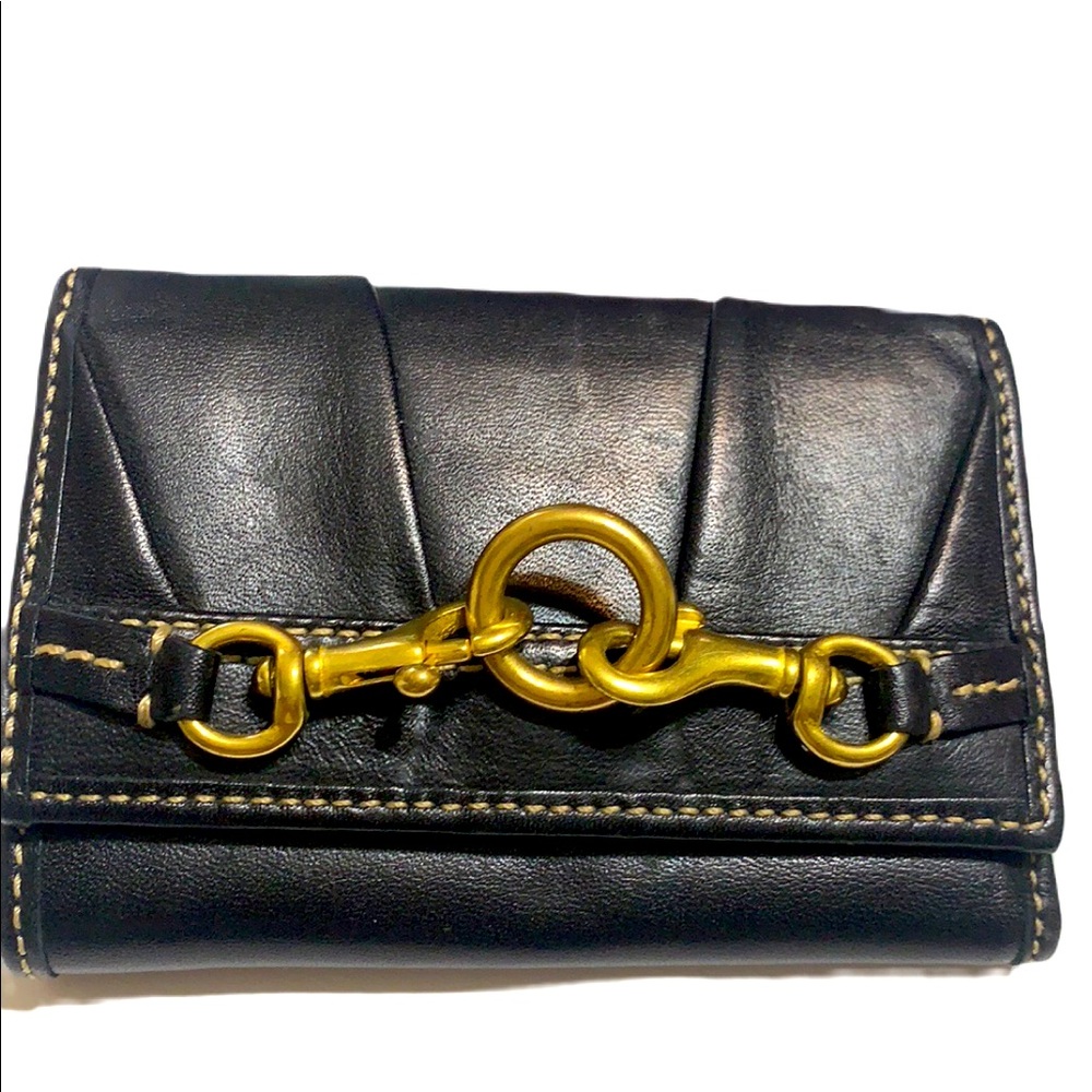 COACH ASHLEY WALLET Brown Leather Billfold trigger snap key fob Brass Hardware