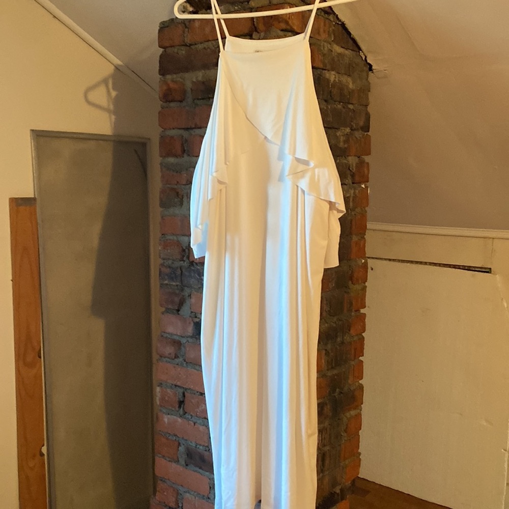 Cato white spaghetti strap dress with ruffles - Picture 2 of 3