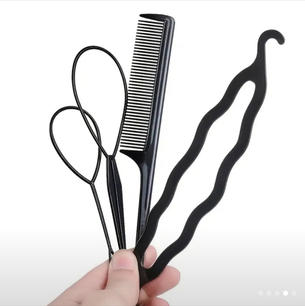 NEW》6 Piece Hair Braiding DIY Styling Tools French braids, pull thrus, bun maker - Picture 8 of 8