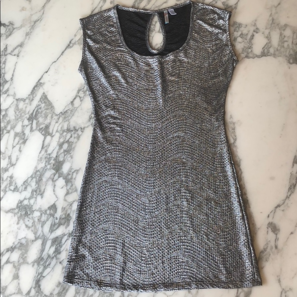 6 degrees metallic slinky mini dress