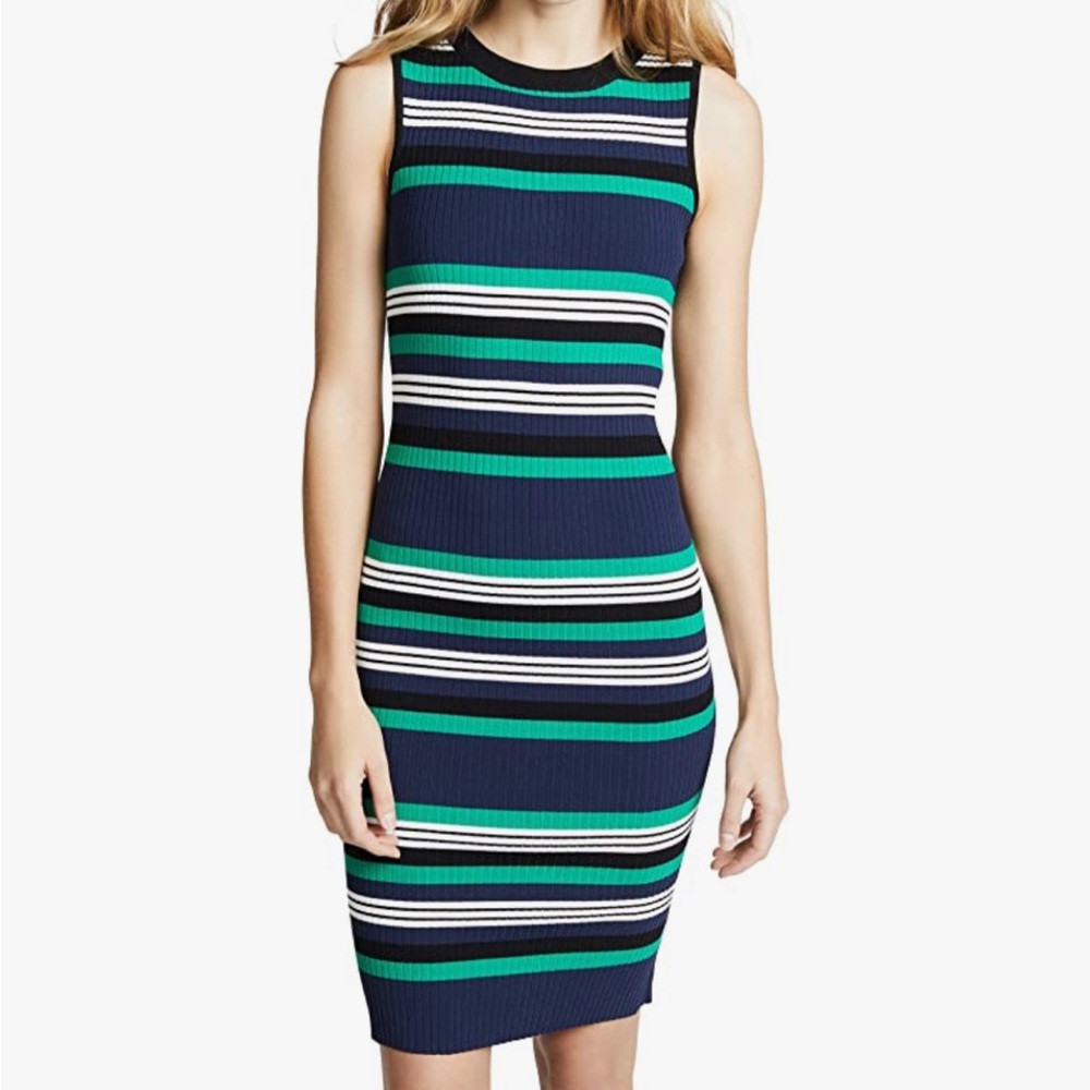 BB Dakota Callie Striped Bodycon Small Green/Blue/White stripes
