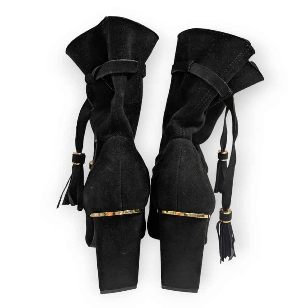 Zara Woman Black Suede Ankle Boots, 6.5 - Picture 7 of 10