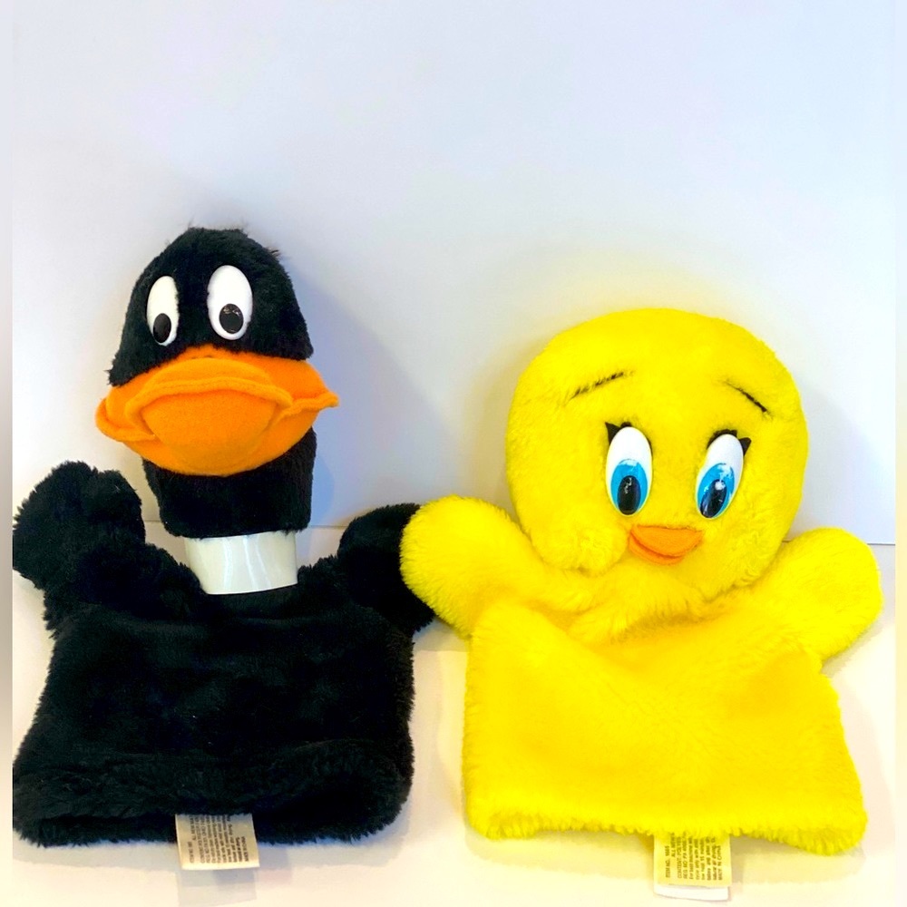 Vintage Daffy Duck and Tweety Bird Plush Puppets