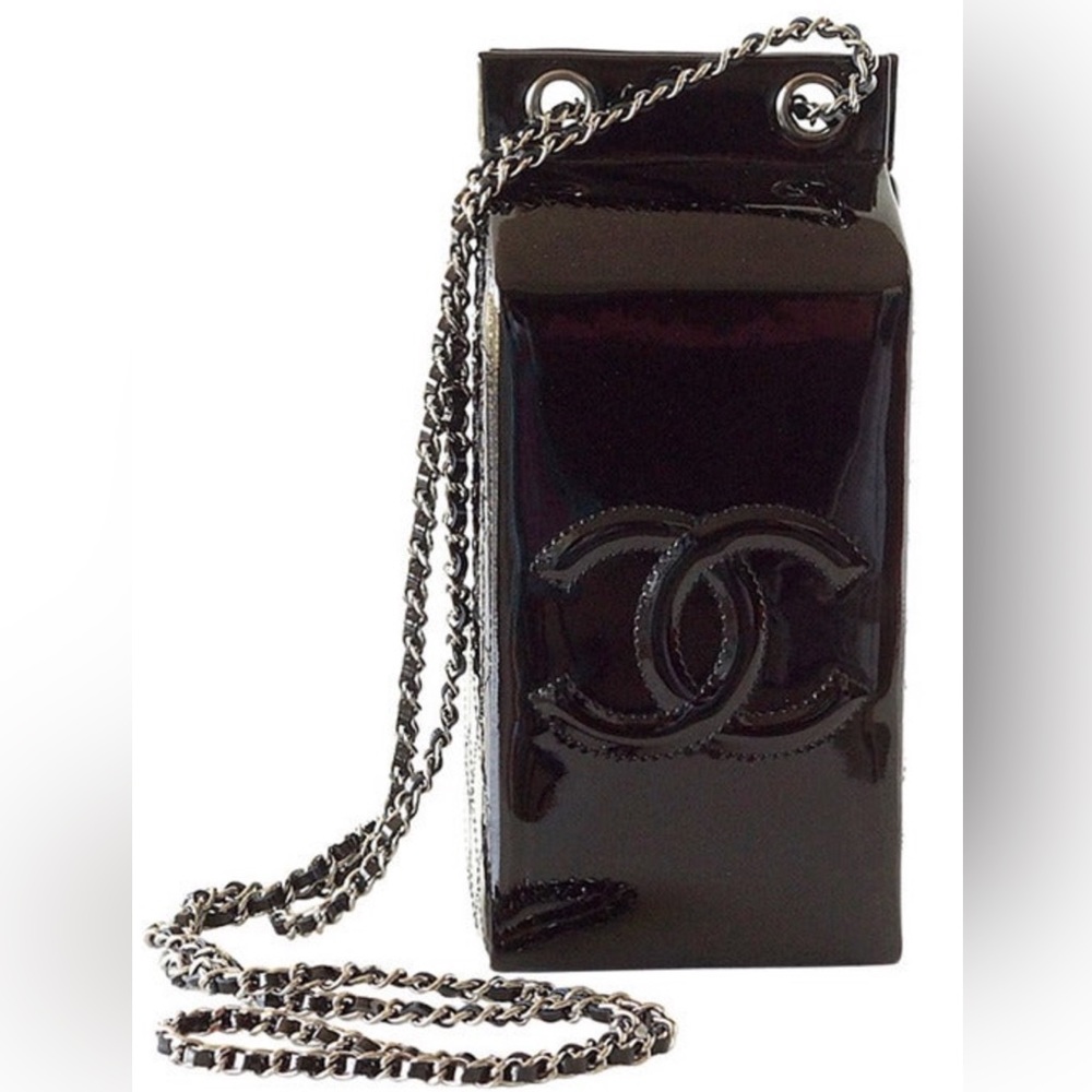 Chanel Milk Carton Supermarket Bag 2015 Black Patent Leather Handbag