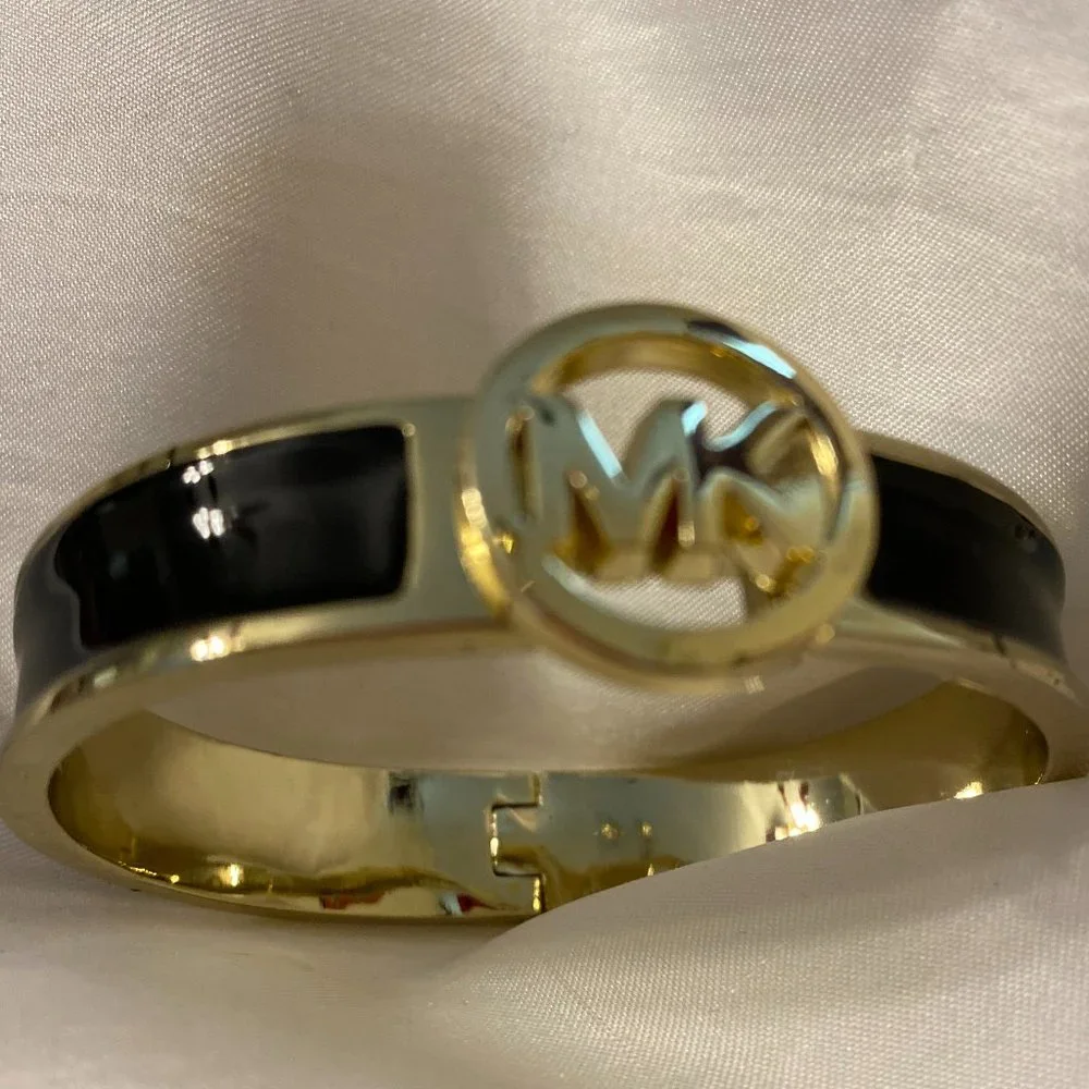 Michael Kors Hinged Black MK logo Bracelet - Picture 1 of 2