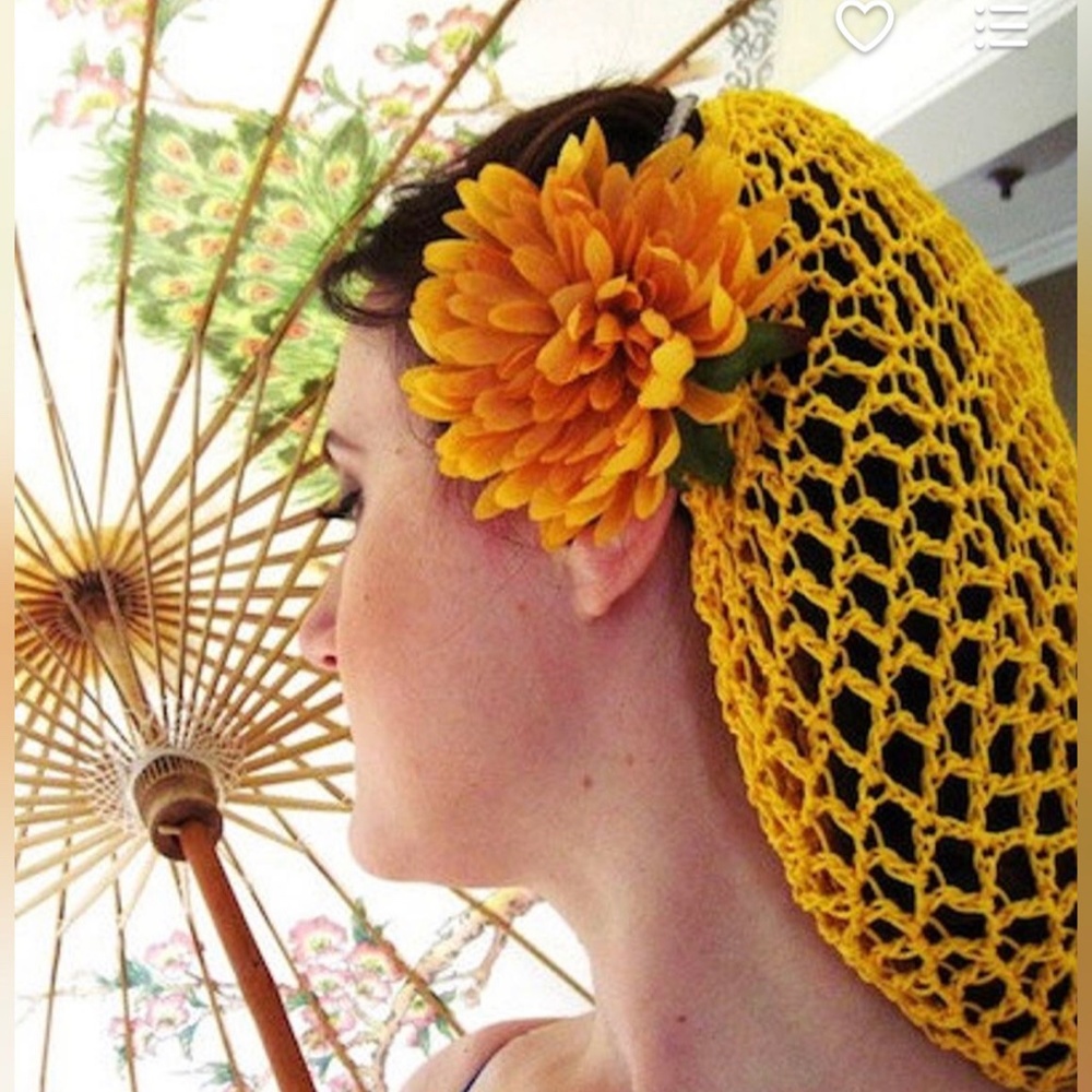 Golden Yellow Pinup Retro rockabilly Vintage Hair snood Hair Net