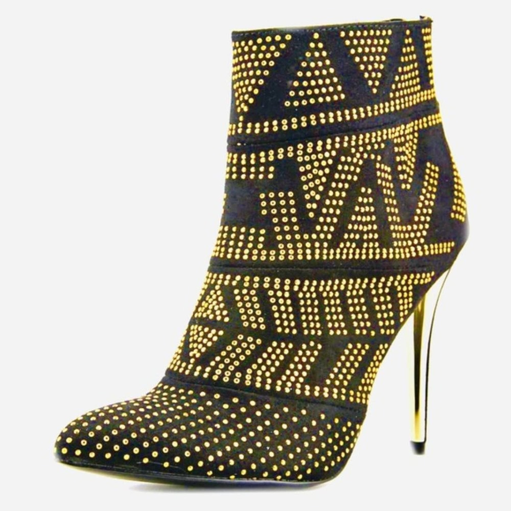 THALIA SODI Alejandra Gold Studded Ankle Booties 8.5