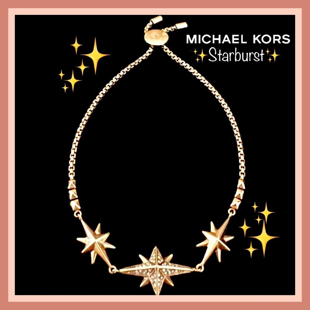 ✨MICHAEL KORS✨ Brilliance “Starburst” ✨ Pave Rose Gold Toned Slider Bracelet