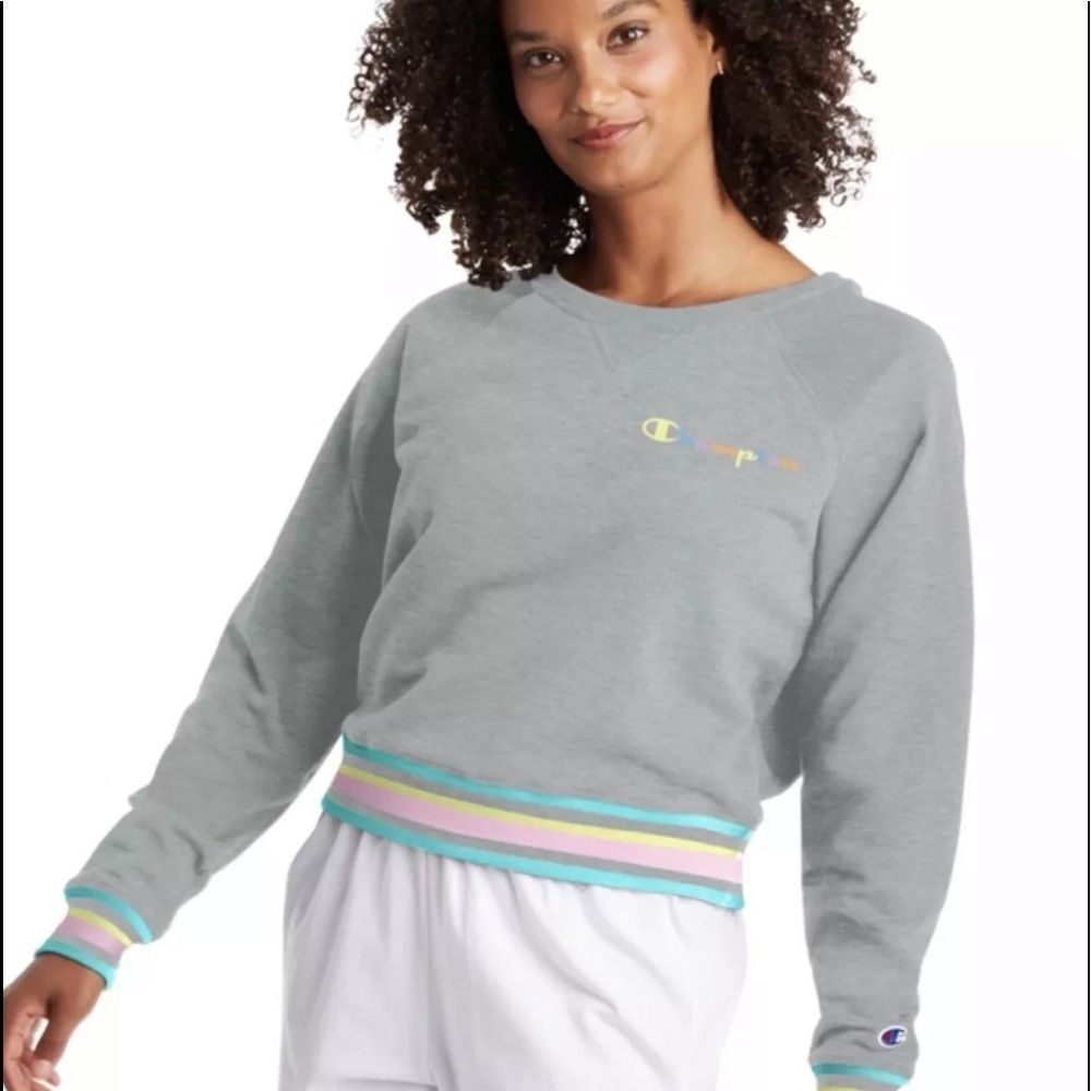 Champion Sweatshirt FrenchTerry Crew Logo Stripes