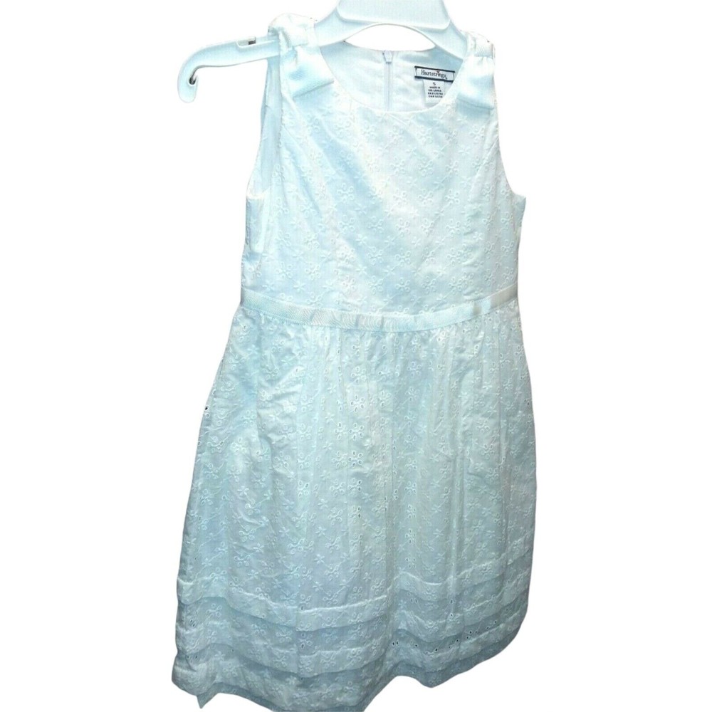 Hartstrings White Eyelet 100% Cotton Girl's Dress Sleeveless Size 5 MSRP $70 NEW